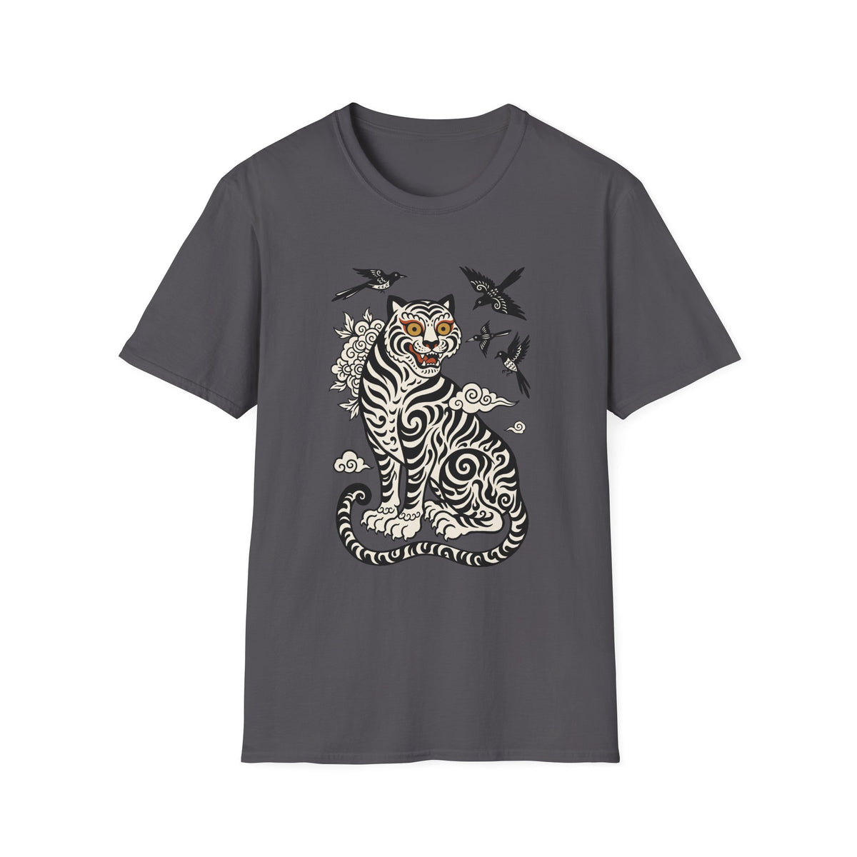 Tiger & Crows Graphic T-Shirt — Bold Japanese-Inspired Tattoo Style