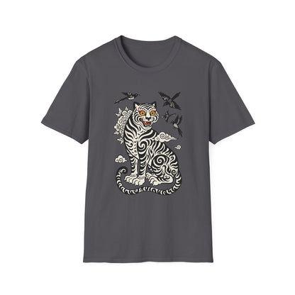 Tiger & Crows Graphic T-Shirt — Bold Japanese-Inspired Tattoo Style