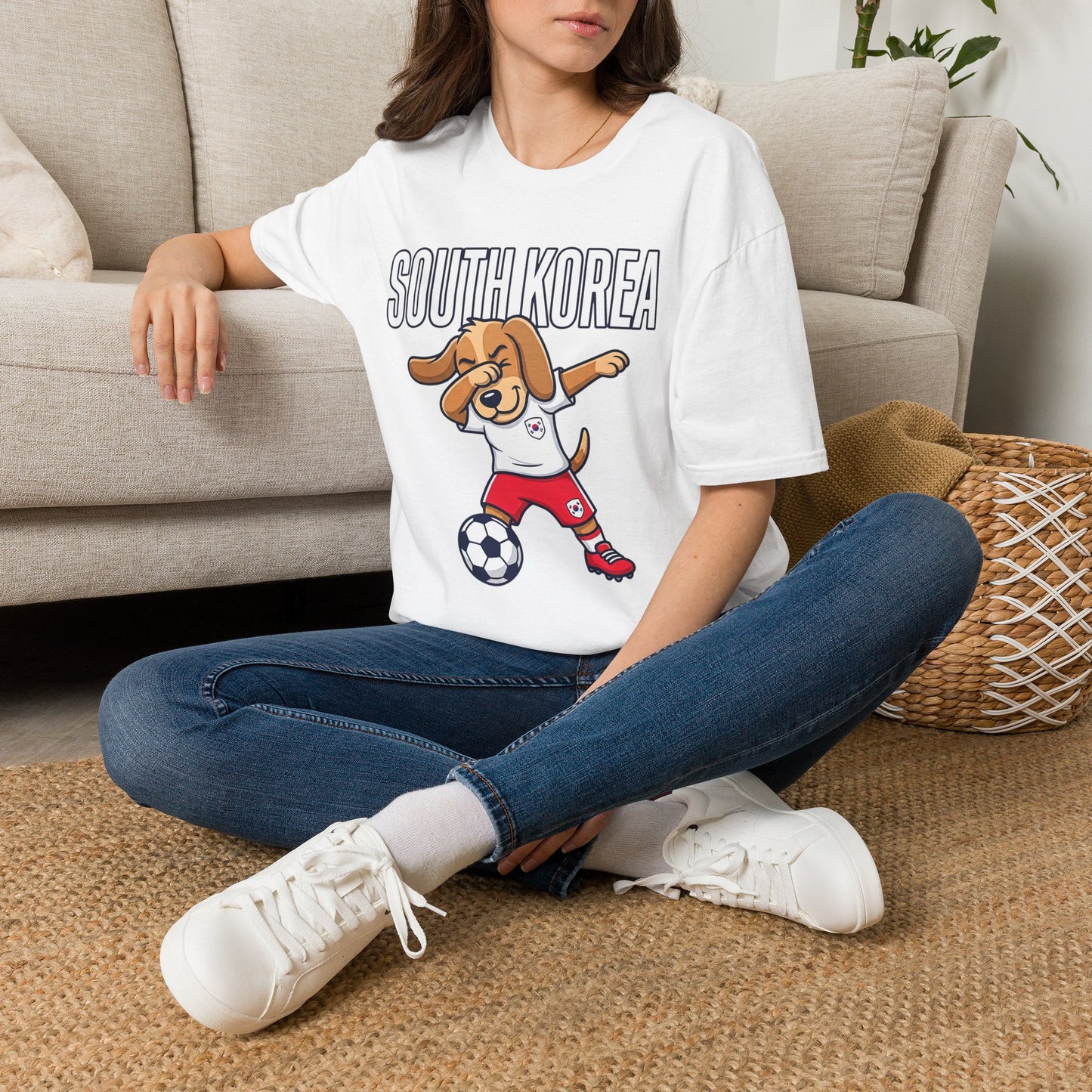 South Korea Dabbing Dog T-Shirt — Cute Soccer Fan Tee