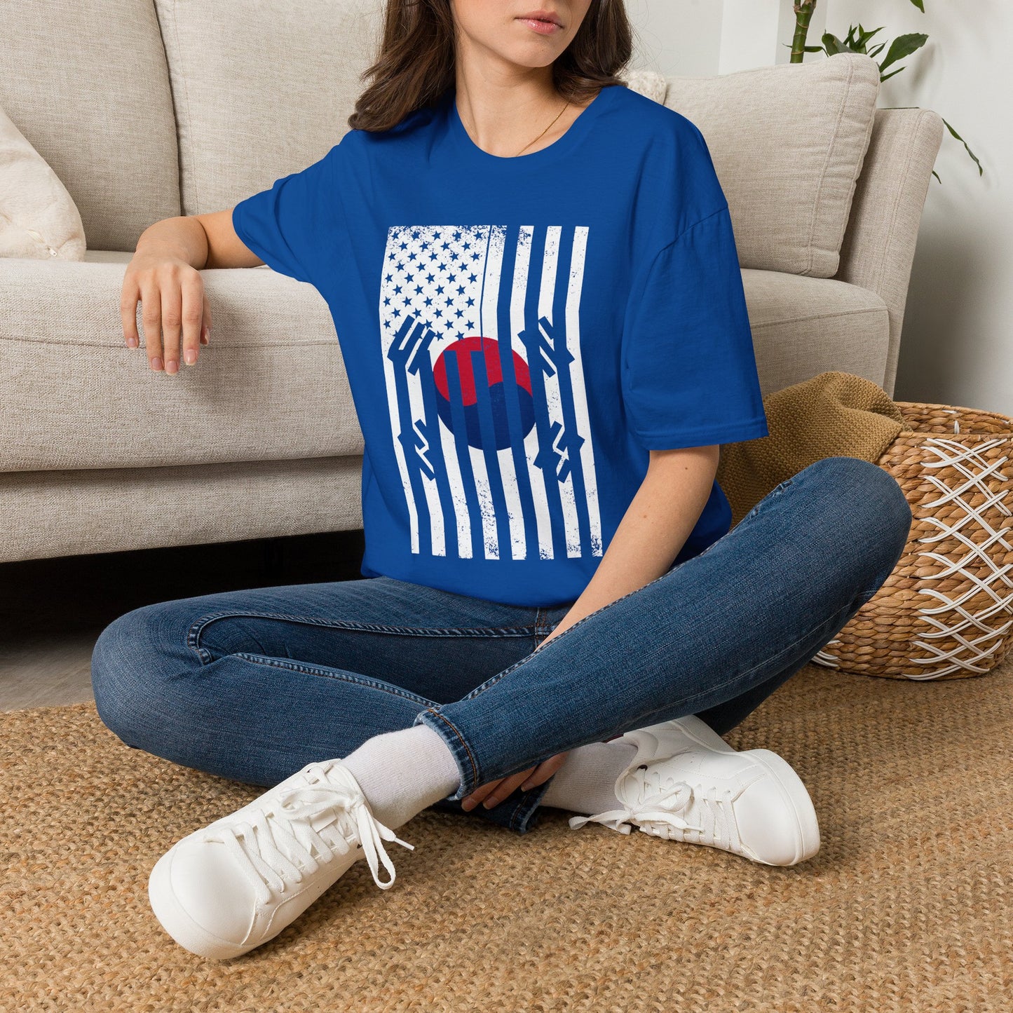 Korean Flag USA Mashup T-Shirt — Taegeuk Stripes Graphic Tee