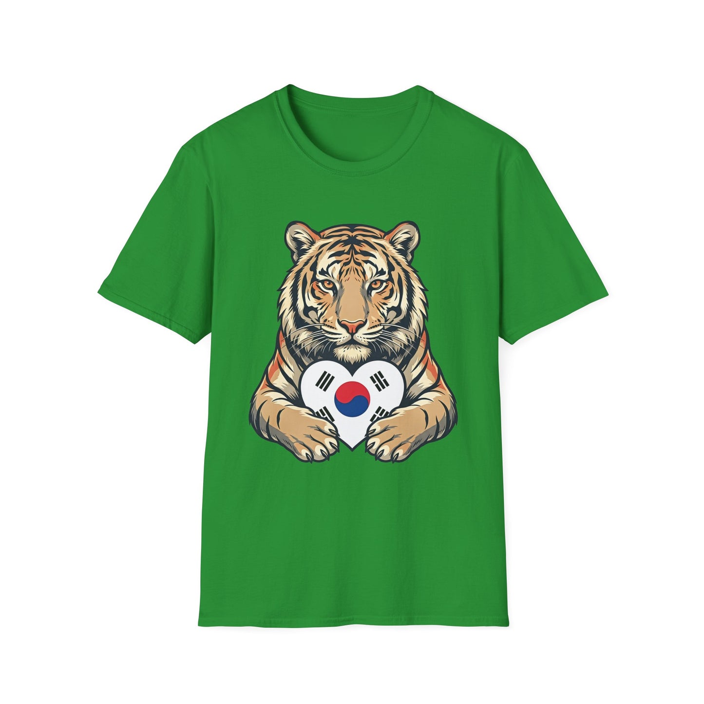 Tiger Holding South Korea Heart T-Shirt — Korean Pride Graphic Tee