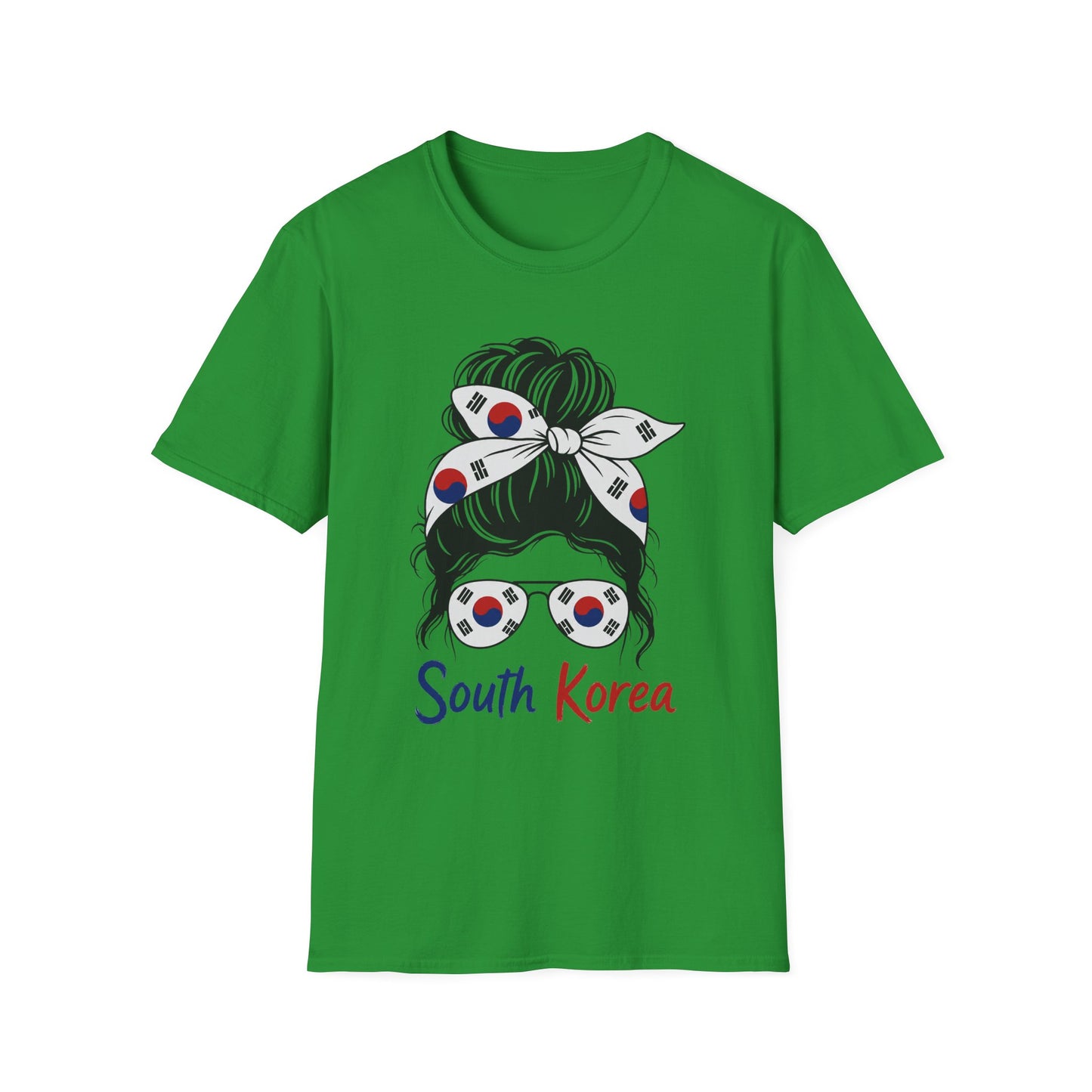 South Korea Flag Hair Bun T-Shirt — Korean Pride Graphic Tee