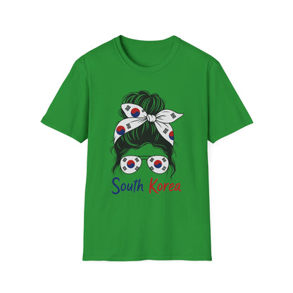 South Korea Flag Hair Bun T-Shirt — Korean Pride Graphic Tee