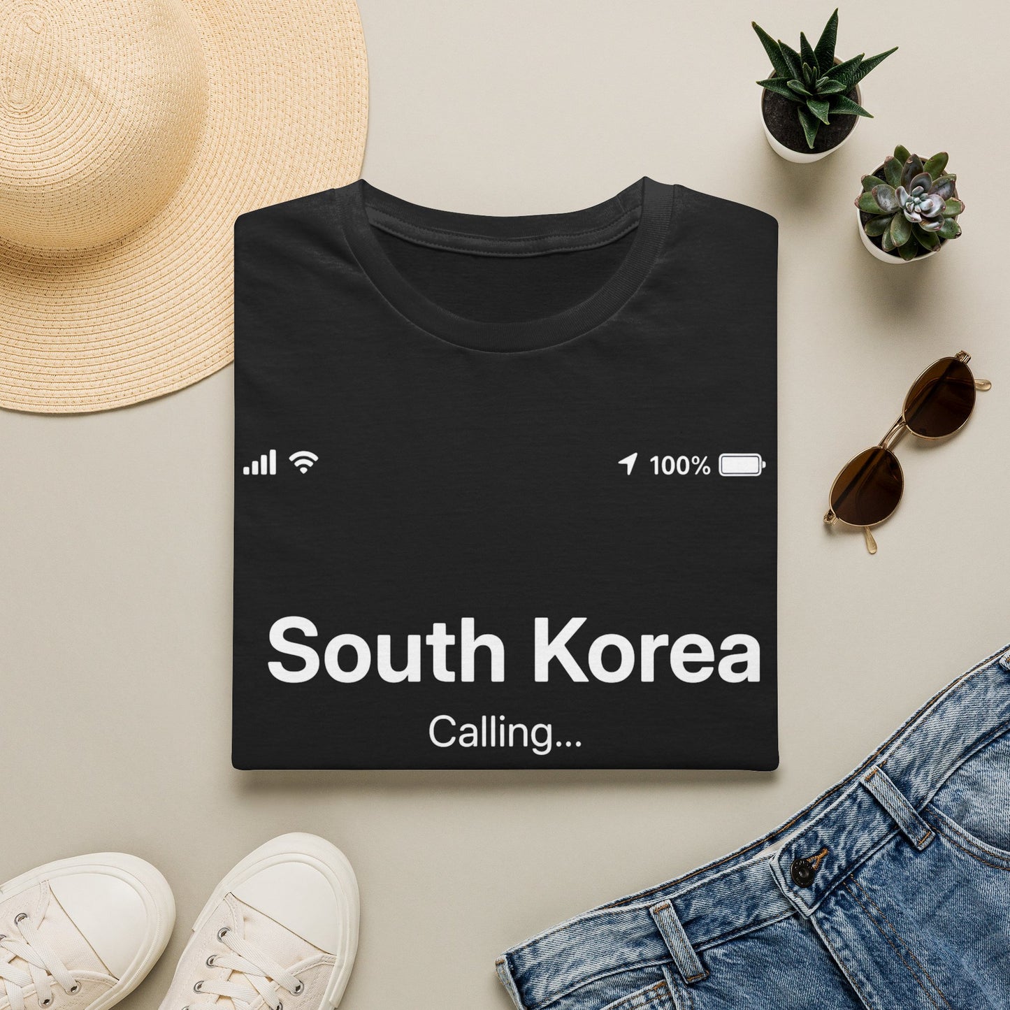 South Korea Calling T-Shirt — Travel-Inspired Phone Screen Graphic Tee