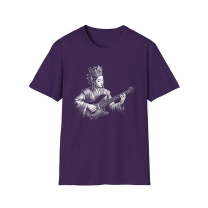 Queen Guitarist T‑Shirt — Regal Woman Playing Electric Guitar Tee