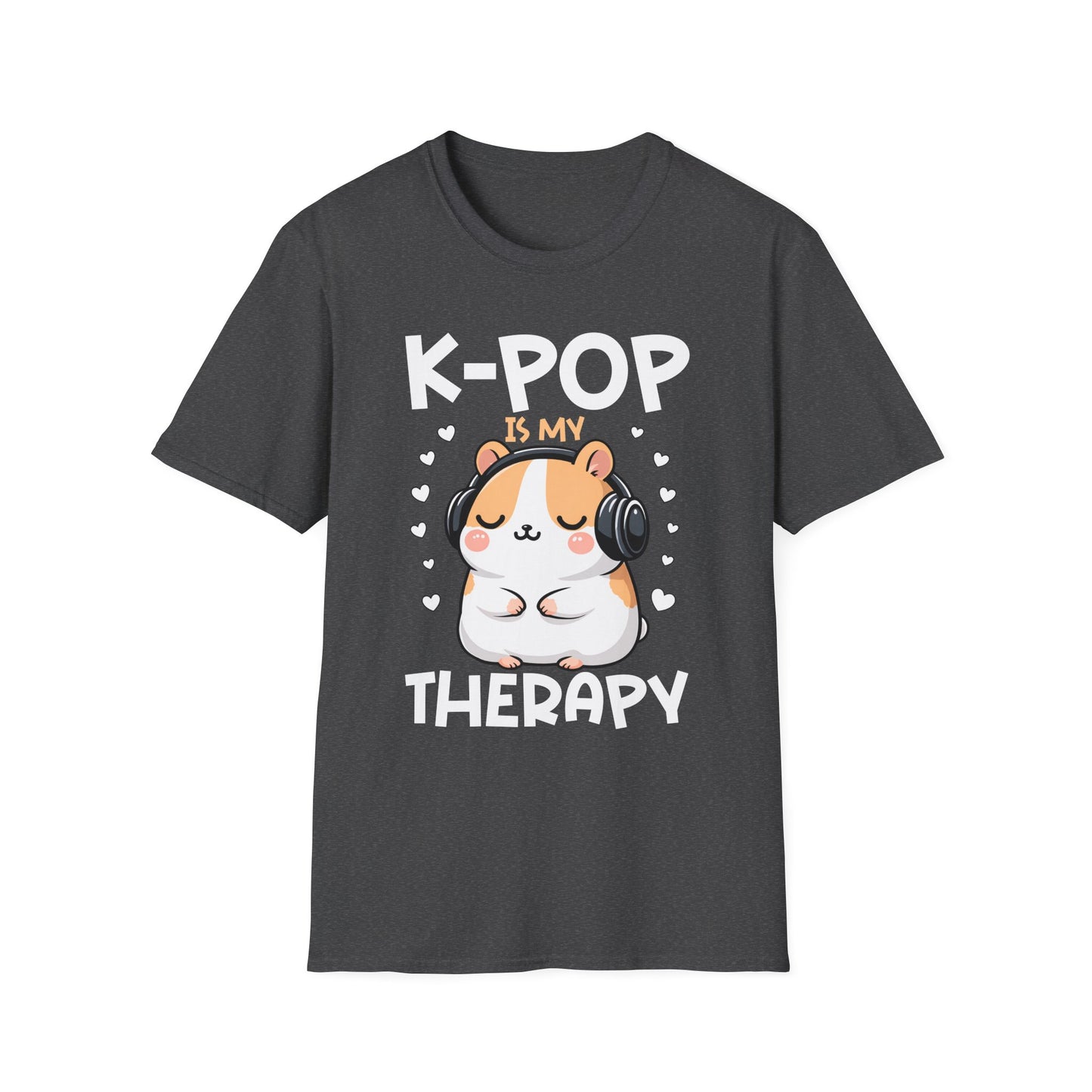 K-Pop Is My Therapy T-Shirt — Cute Hamster Headphones Tee for K-Pop Fans