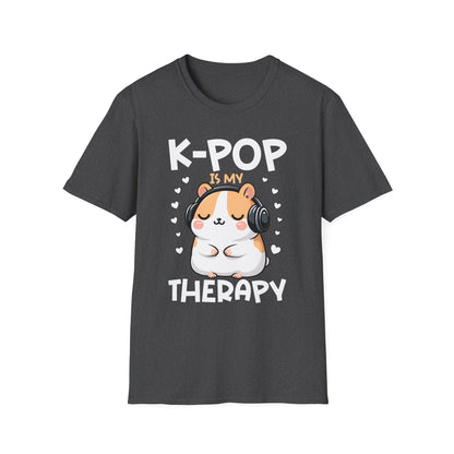 K-Pop Is My Therapy T-Shirt — Cute Hamster Headphones Tee for K-Pop Fans