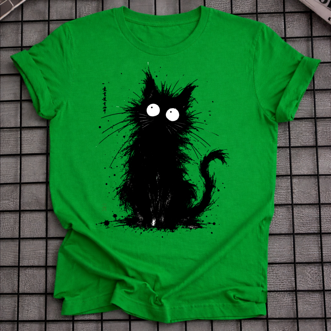 INK SPLASH BLACK CAT T-SHIRT