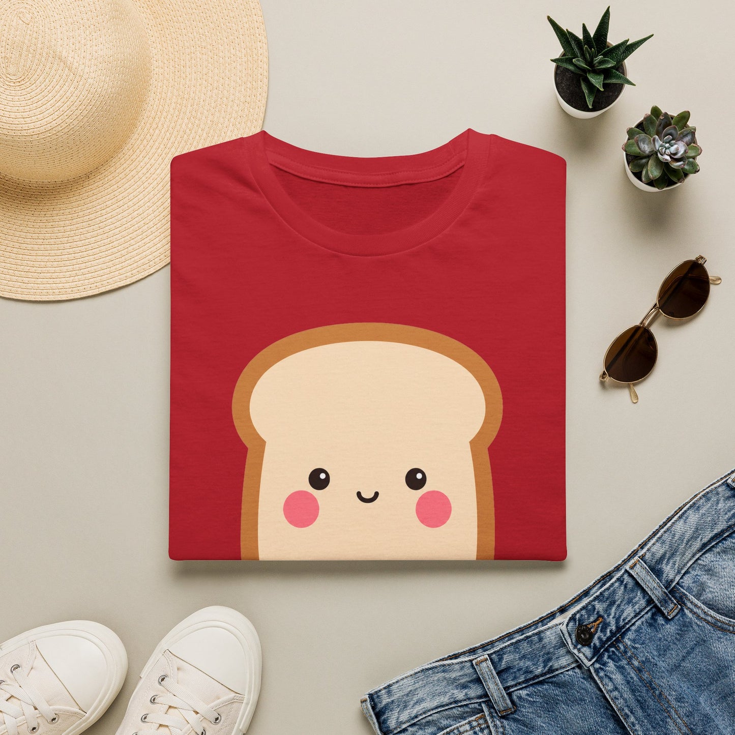Kawaii Toast T‑Shirt — Cute Bread Graphic with Korean Text “너를 대빵 좋아해!”
