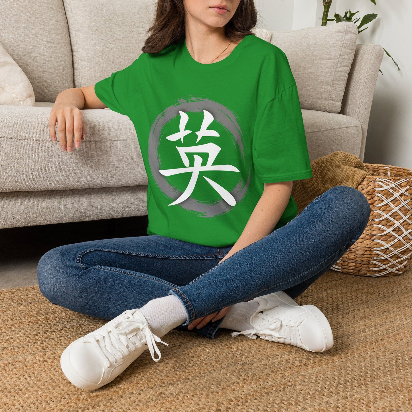 Zen Kanji T-Shirt — '英' Brush Circle Japanese Character Tee