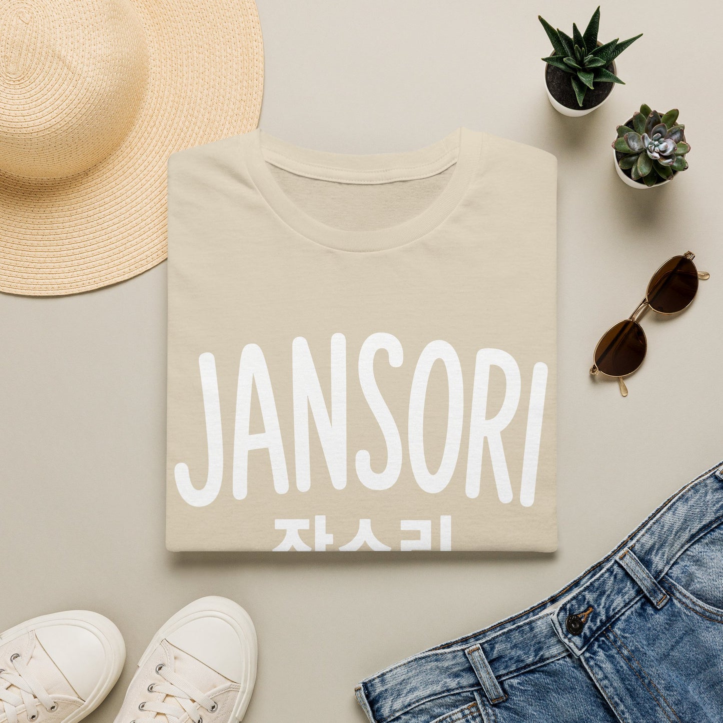 Jansori Graphic T-Shirt — Korean Text Casual Tee