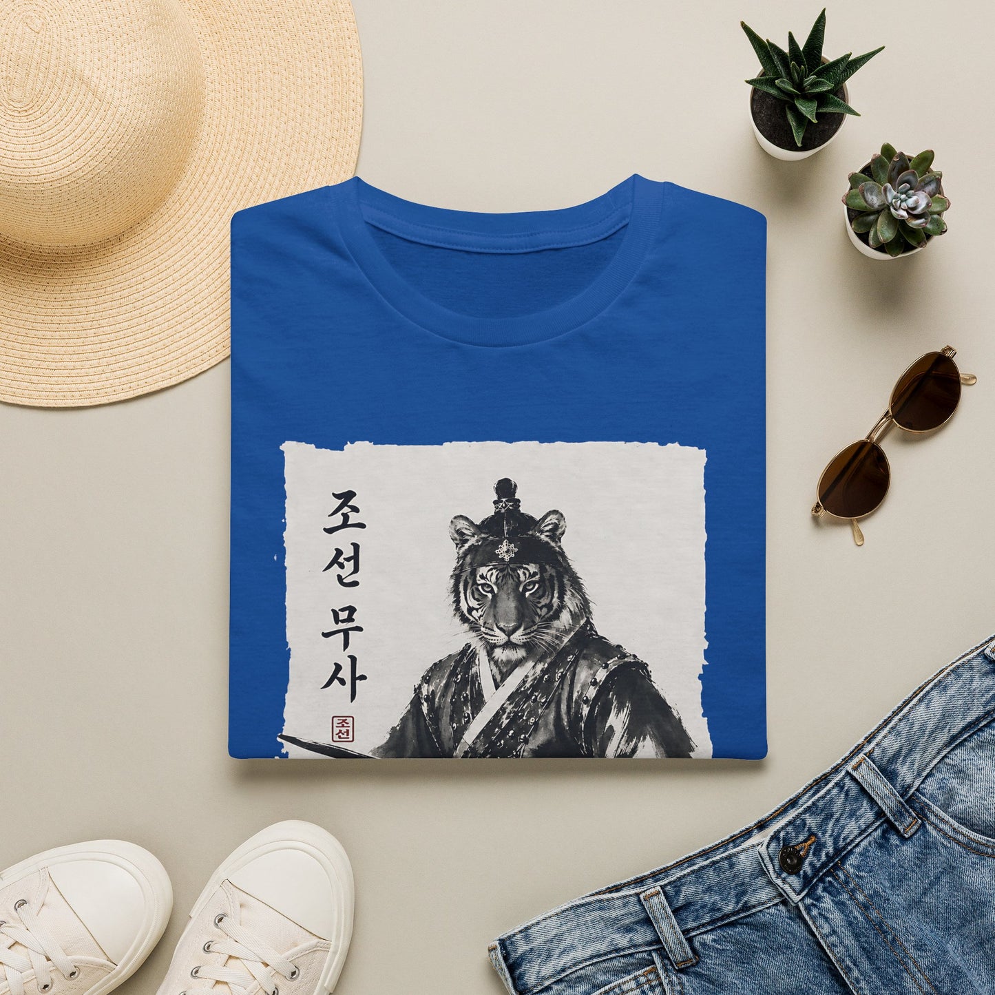 Tiger Warrior T‑Shirt – Korean Brush Art Samurai Design