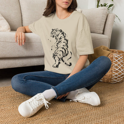 Minimalist Ink Tiger T-Shirt — Monochrome Wildlife Tee