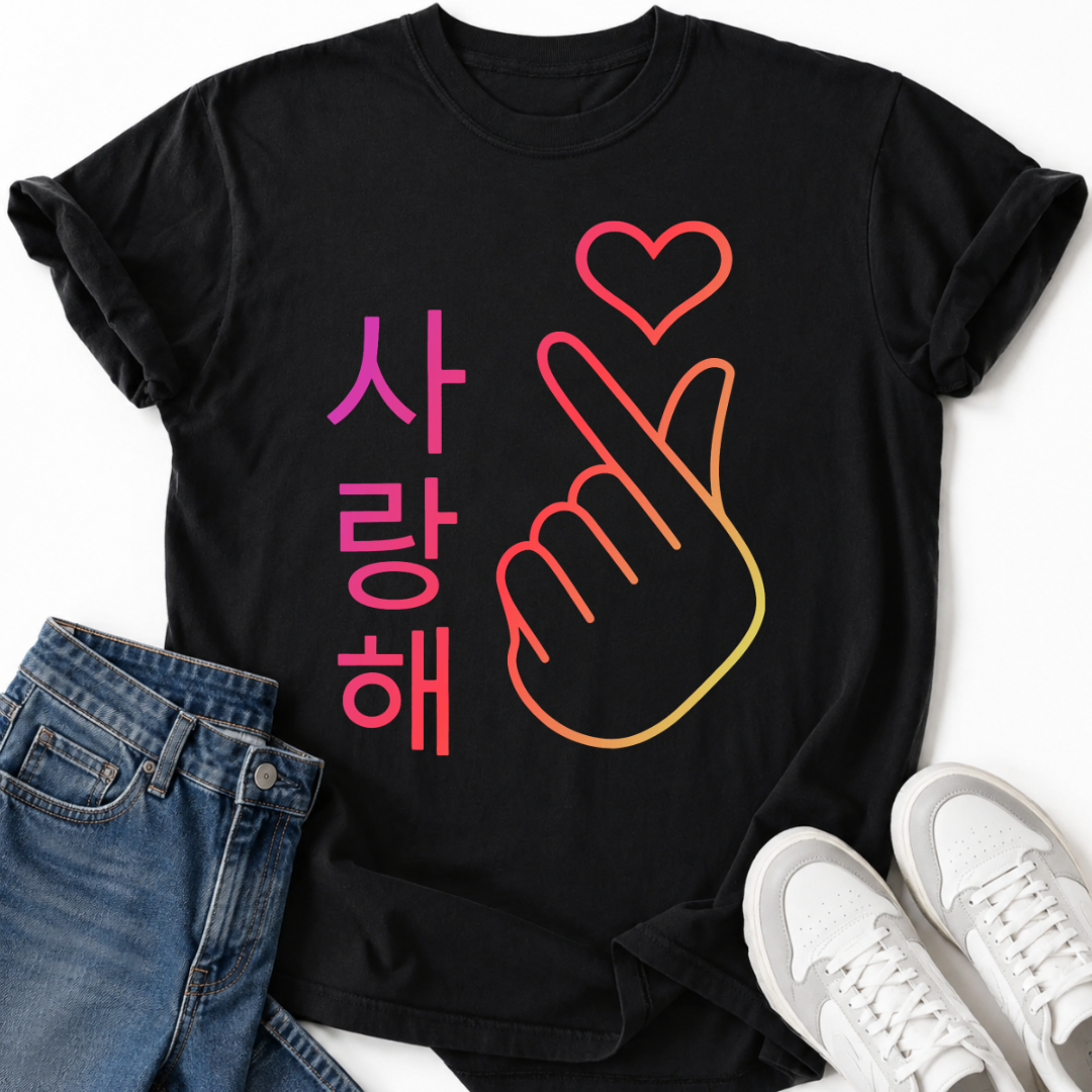 COLORFUL FINGER HEART T-SHIRT
