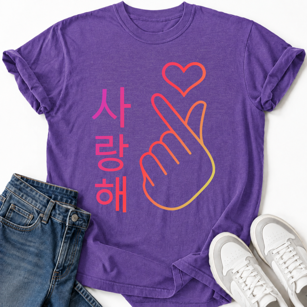 COLORFUL FINGER HEART T-SHIRT