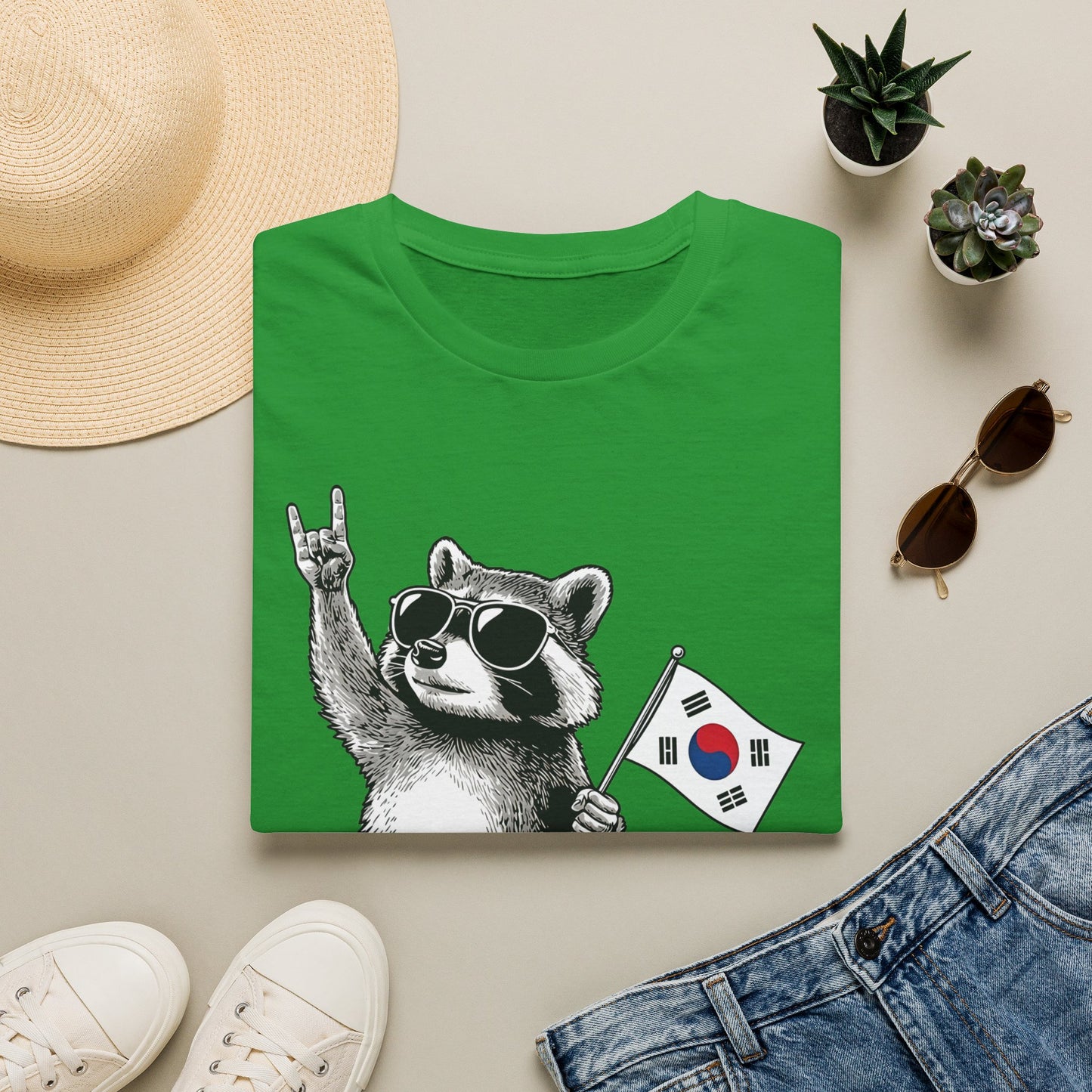 Korean Flag Raccoon T-Shirt — Cool Raccoon with South Korea Flag