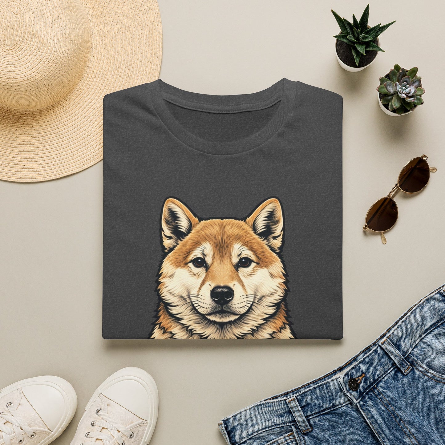 Shiba Inu Heart Tee — Cute Dog Holding South Korean Flag Graphic T-Shirt