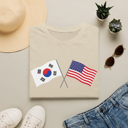 Korea USA Crossed Flags T-Shirt — Korean & American Friendship Tee