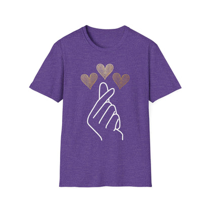 Love Gesture Unisex Softstyle T-Shirt - Heart Hand Graphic Tee