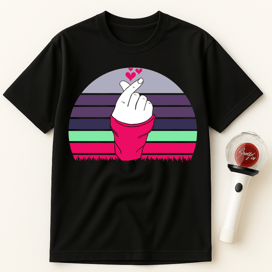 FINGER HEART WITH STRIPES UNISEX T-SHIRT