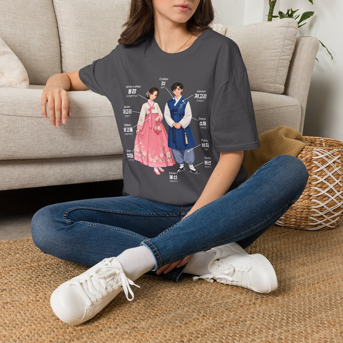 Hanbok Anatomy T‑Shirt — Labeled Korean Traditional Costume Guide
