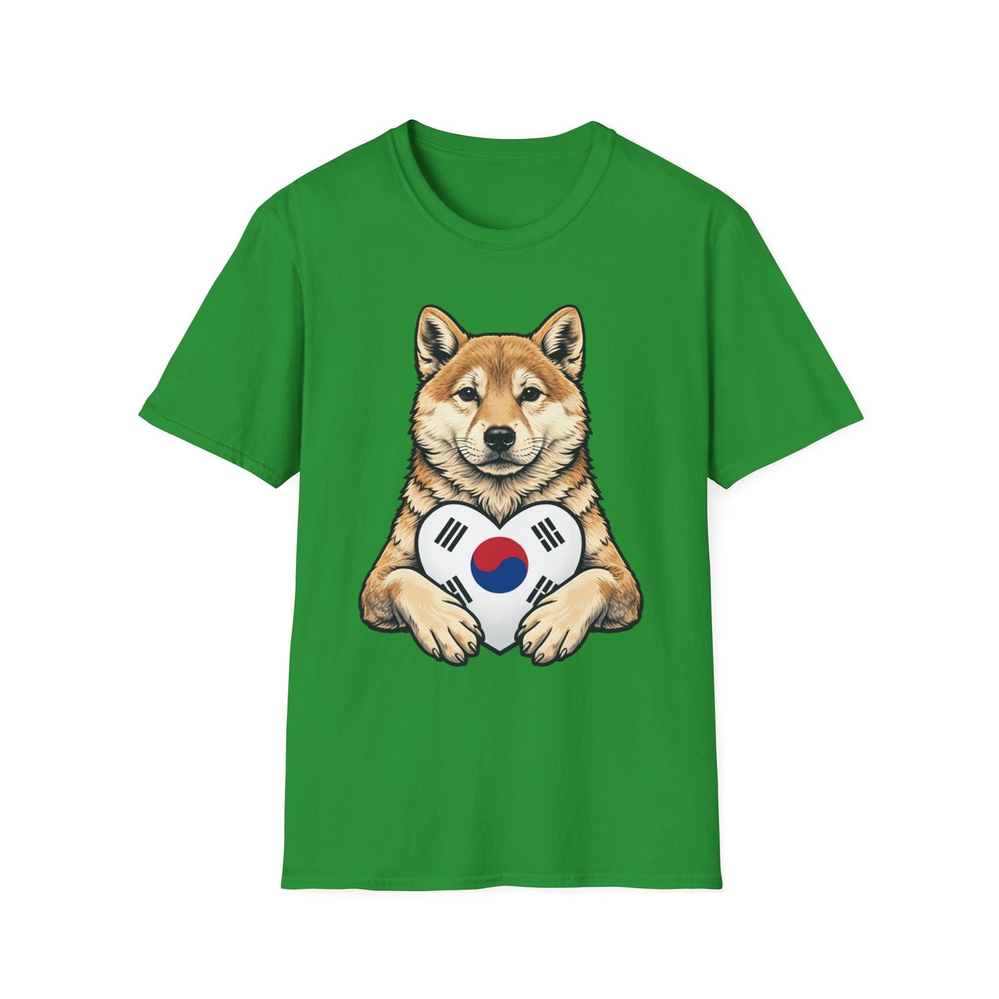 Shiba Inu Heart Tee — Cute Dog Holding South Korean Flag Graphic T-Shirt