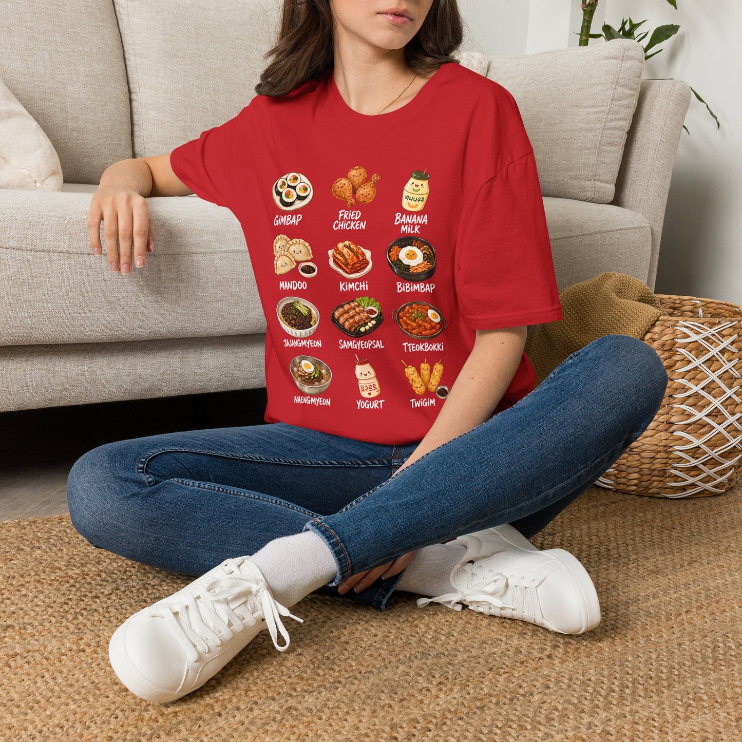 Korean Food Icons T-Shirt — Gimbap, Kimchi, Bibimbap & More Foodie Tee