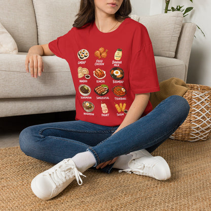 Korean Food Icons T-Shirt — Gimbap, Kimchi, Bibimbap & More Foodie Tee
