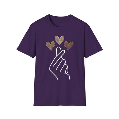 Love Gesture Unisex Softstyle T-Shirt - Heart Hand Graphic Tee