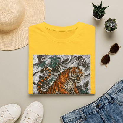 Tiger Tattoo Graphic T‑Shirt — Roaring Tiger Illustration Tee