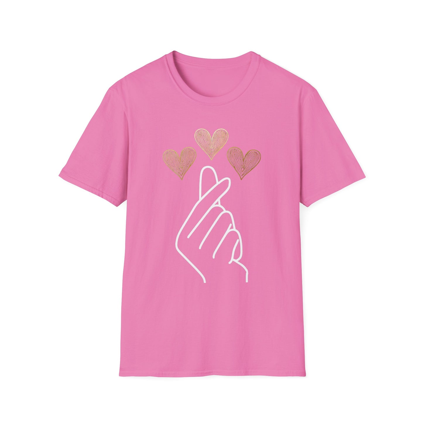 Love Gesture Unisex Softstyle T-Shirt - Heart Hand Graphic Tee
