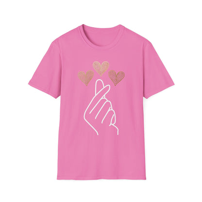 Love Gesture Unisex Softstyle T-Shirt - Heart Hand Graphic Tee
