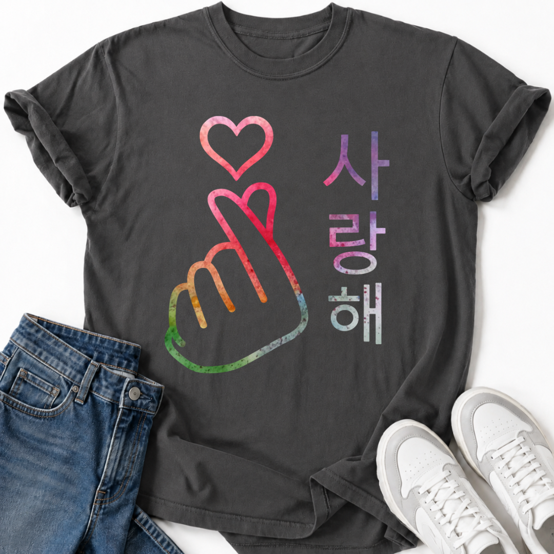 COLORFUL SARANGHAE HEART T-SHIRT