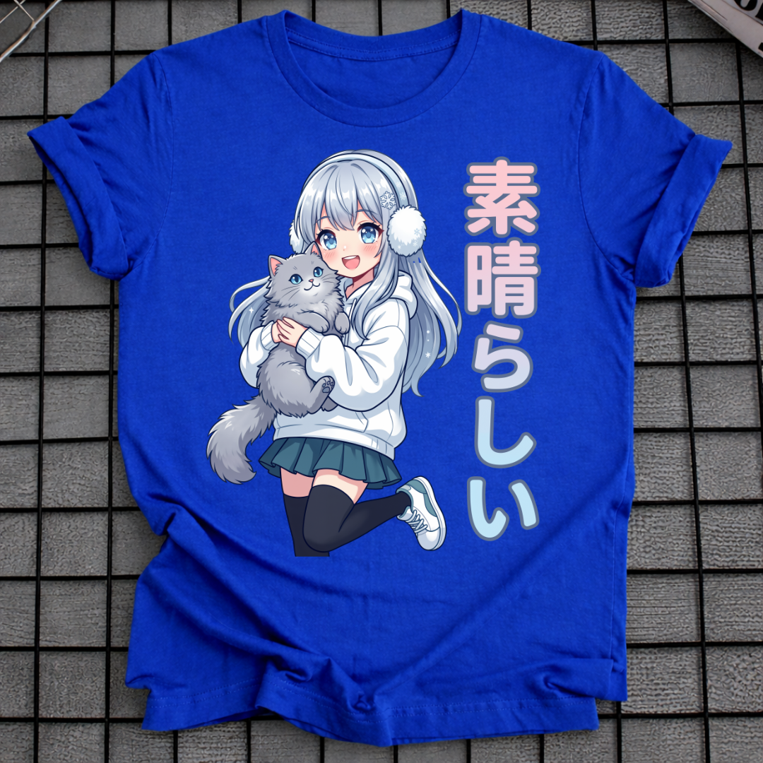 ANIME-KATZENMÄDCHEN-T-SHIRT