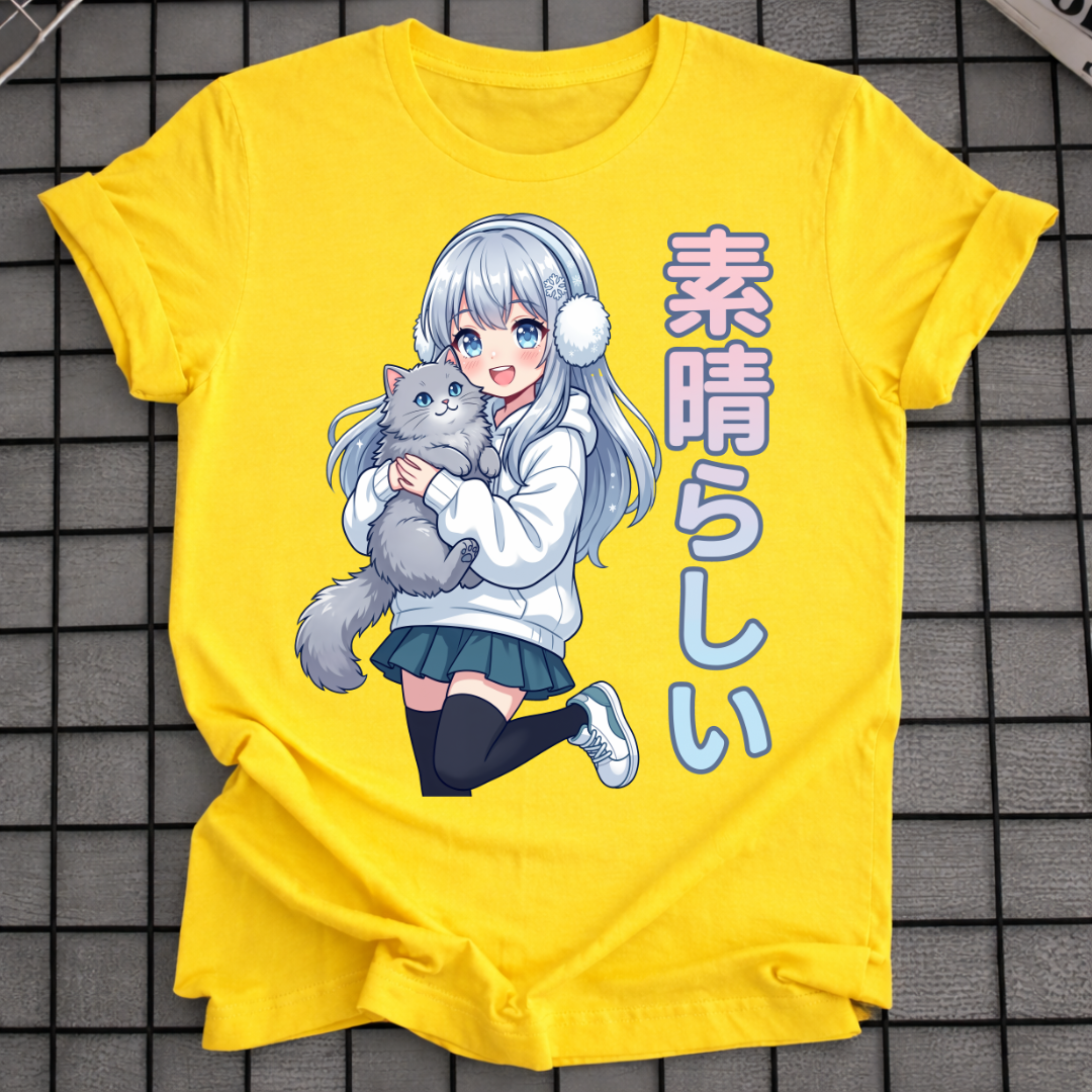 ANIME-KATZENMÄDCHEN-T-SHIRT