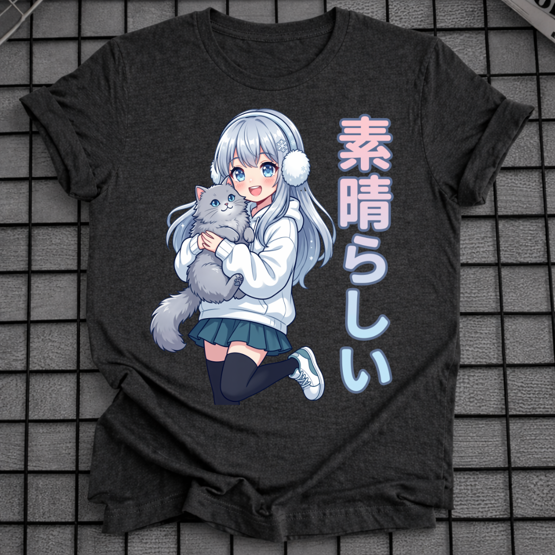 ANIME-KATZENMÄDCHEN-T-SHIRT