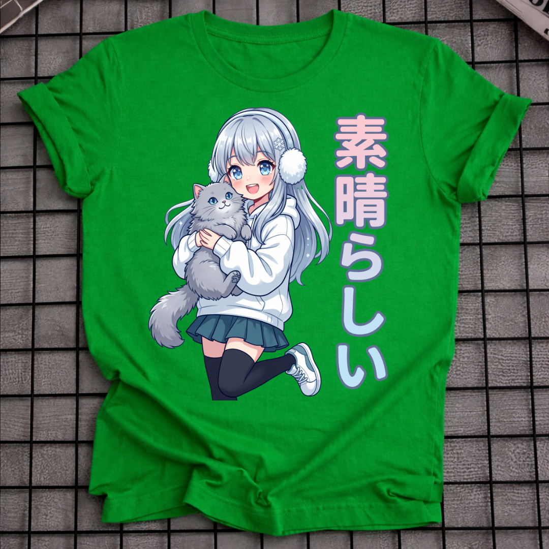 ANIME-KATZENMÄDCHEN-T-SHIRT