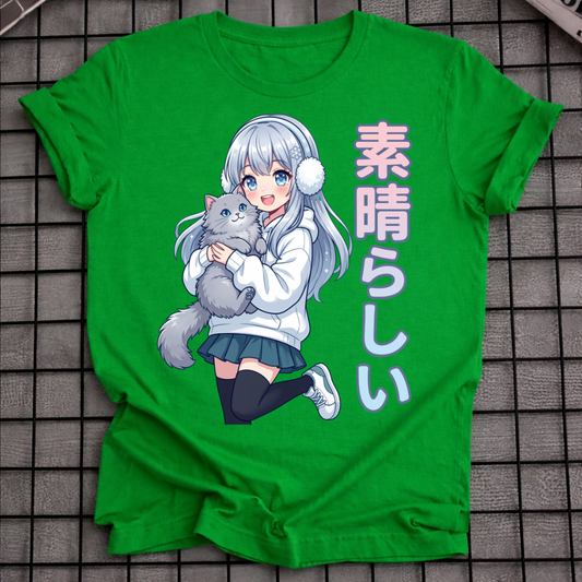 ANIME GIRL CAT T-SHIRT