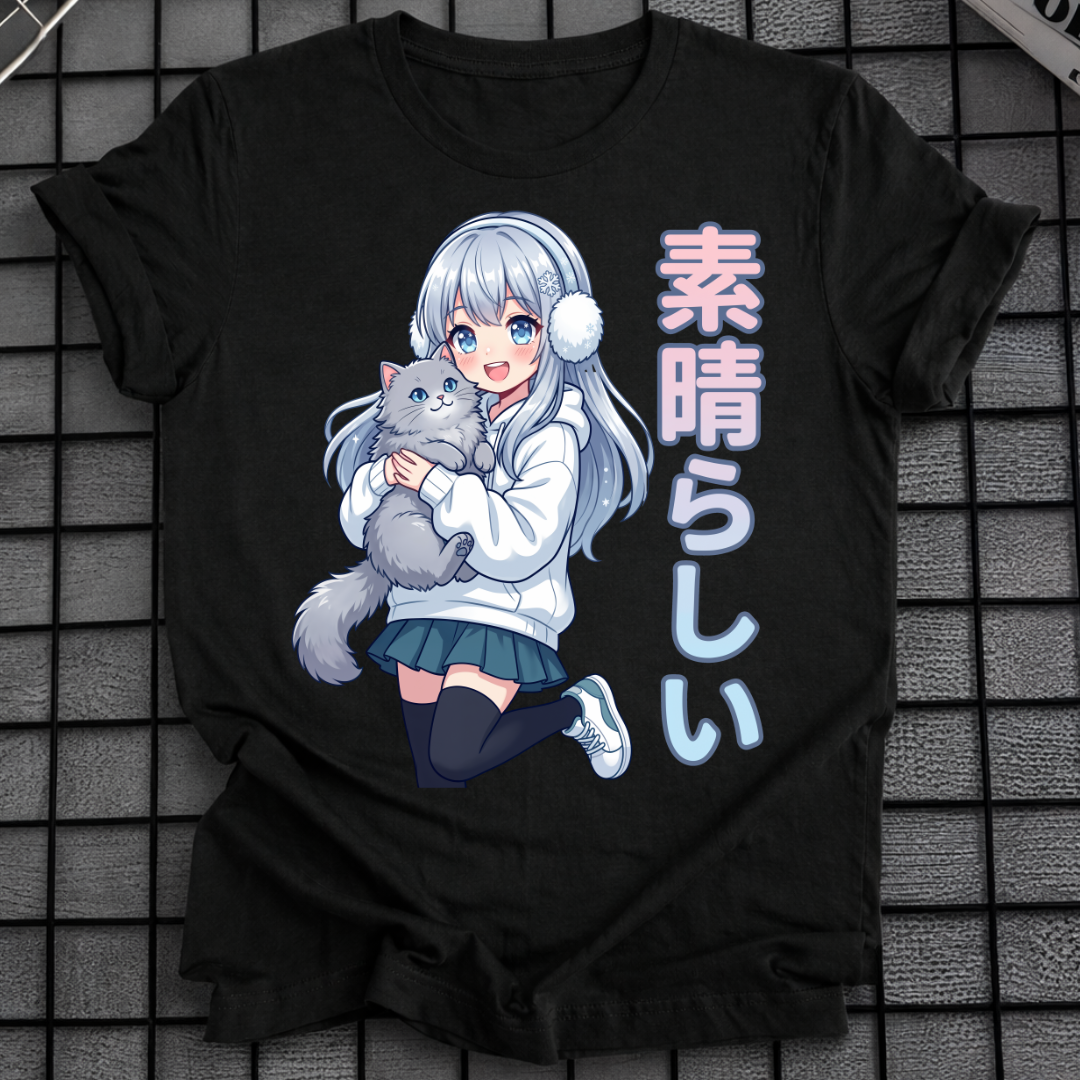 ANIME-KATZENMÄDCHEN-T-SHIRT