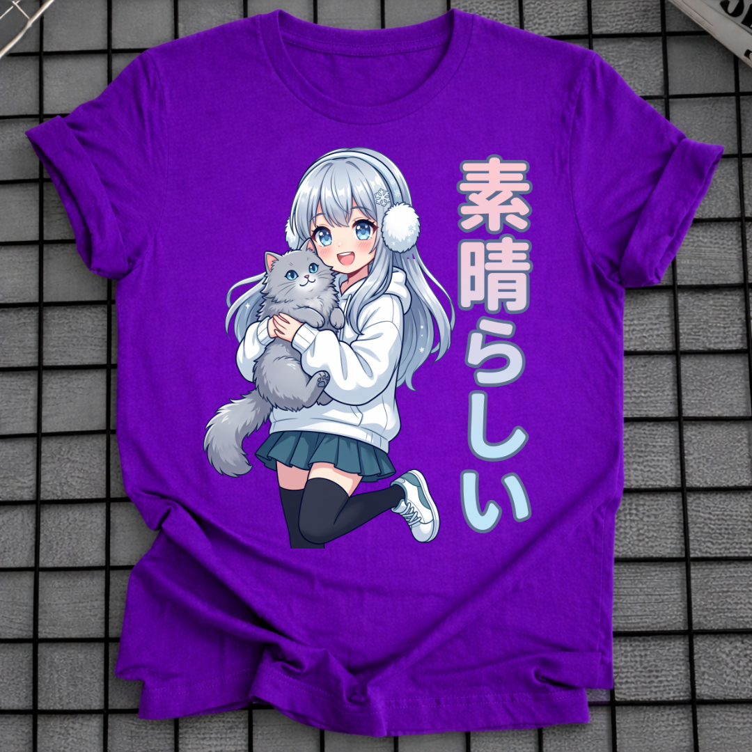 ANIME-KATZENMÄDCHEN-T-SHIRT
