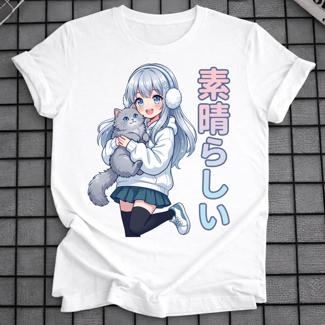 ANIME-KATZENMÄDCHEN-T-SHIRT