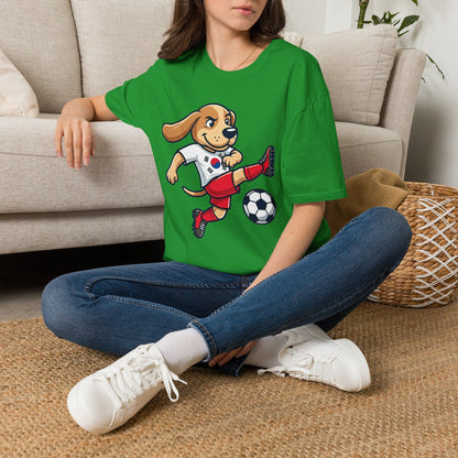 Kids’ Soccer Dog T-Shirt — Cute Cartoon Puppy Kicking Ball (Korean Flag Jersey)