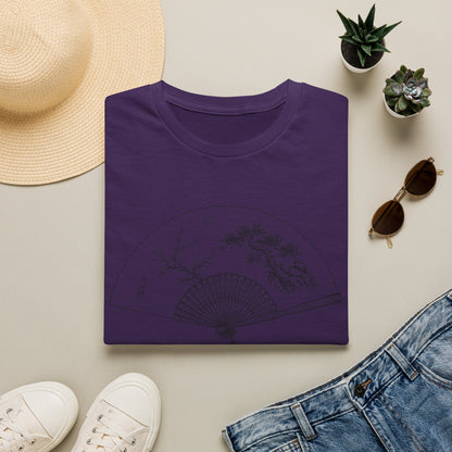 T-Shirt — Traditional Folding Fan Illustration Tee with Korean '부채' Text