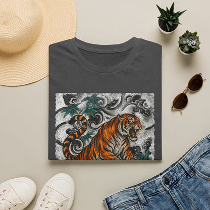 Tiger Tattoo Graphic T‑Shirt — Roaring Tiger Illustration Tee