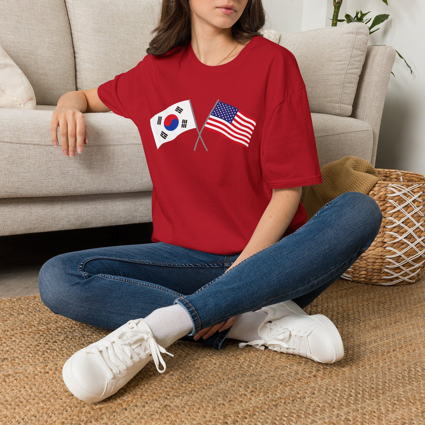 Korea USA Crossed Flags T-Shirt — Korean & American Friendship Tee