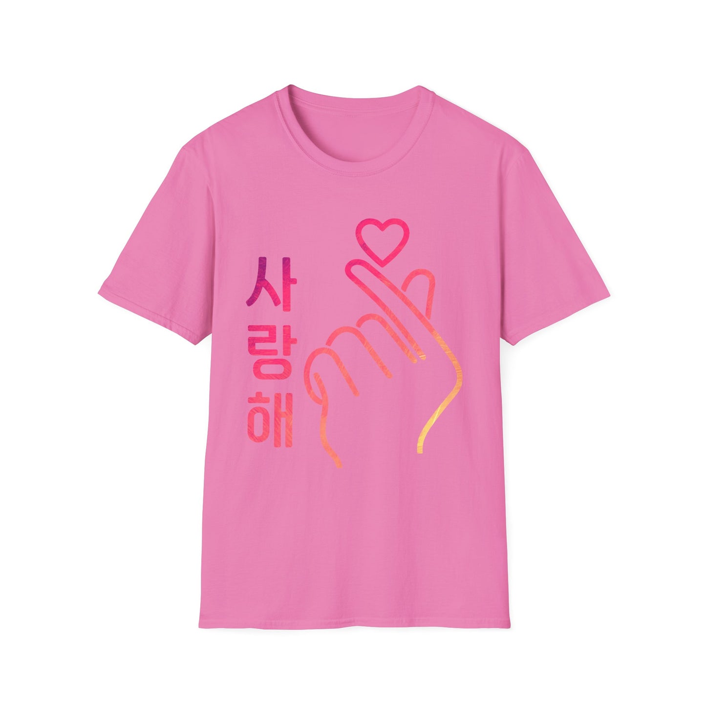 Unisex Softstyle T-Shirt with Heart Hand Design - Perfect for K-Pop Fans, Love Celebrations & Everyday Wear