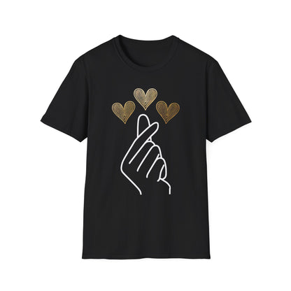 Love Gesture Unisex Softstyle T-Shirt - Heart Hand Graphic Tee
