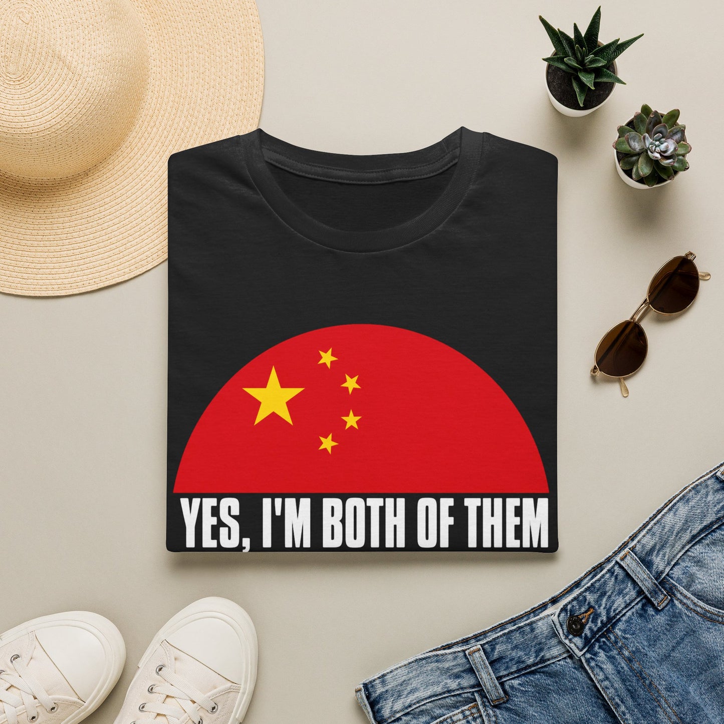 Flag Heritage T-Shirt — “Yes, I’m Both of Them” China & South Korea Pride Tee