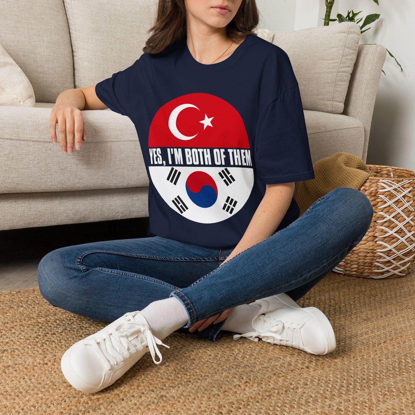 T-Shirt - "Yes, I'm Both of Them" Turkish & Korean Flag Heritage Tee