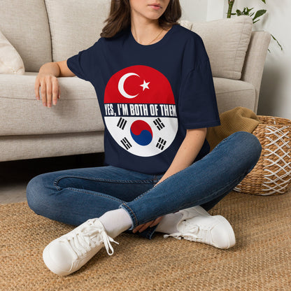 T-Shirt - "Yes, I'm Both of Them" Turkish & Korean Flag Heritage Tee